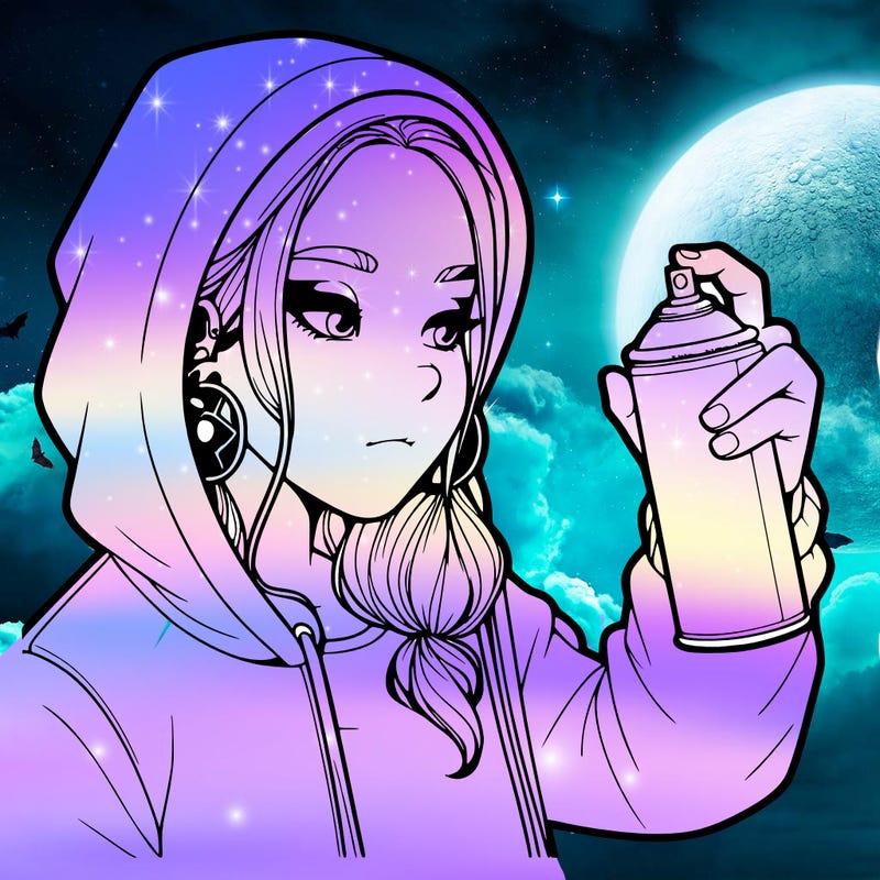 a realistic girl, spray painting