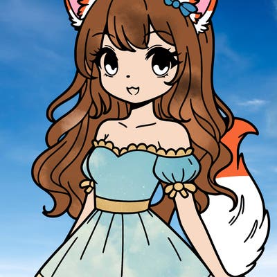 girl with fox ears and tail
