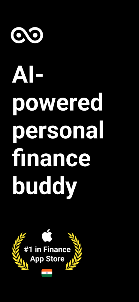 Amigo AI - Expense Tracker - Schermata introduttiva di Amigo AI expense tracker che mostra il testo "AI powered personal finance buddy" e un premio per la prima app finanziaria.