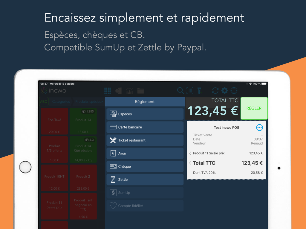 incwo POS - incwo POS iPad application checkout interface with payment options