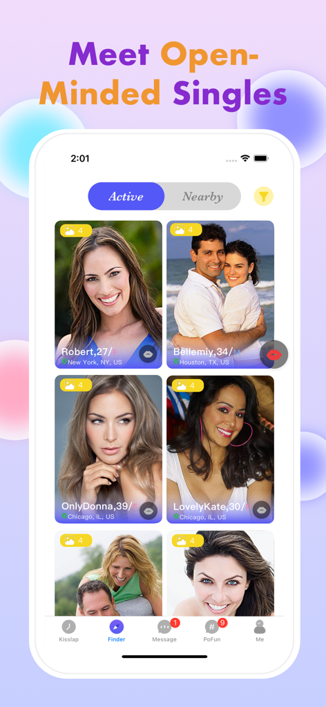 3Woo: Couples & Singles Dating - Interface of 3Woo dating app showing profiles of open-minded singles and couples.