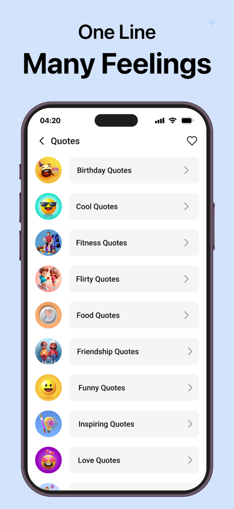 Telegram Tools -Group, Channel - Une liste de catégories de citations dans l'application Outils Telegram, y compris Anniversaire, Fitness et Amitié.