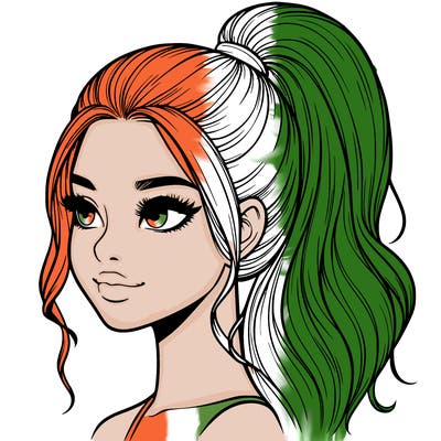 realistic girl with a high ponytail