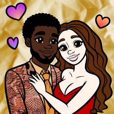 black man and white women in love realistic