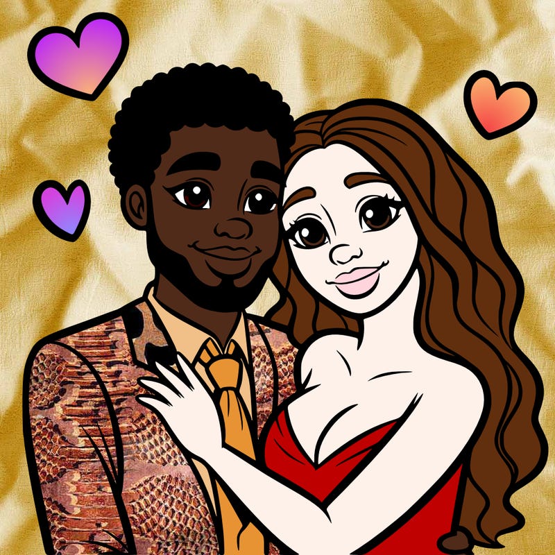 black man and white women in love realistic