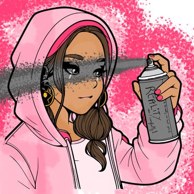 a realistic girl, spray painting