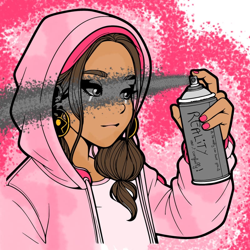 a realistic girl, spray painting