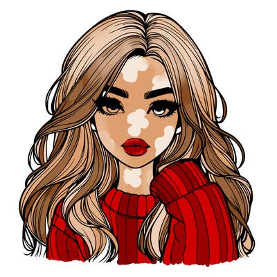 relistic girl with long hair and lips wearing sweater