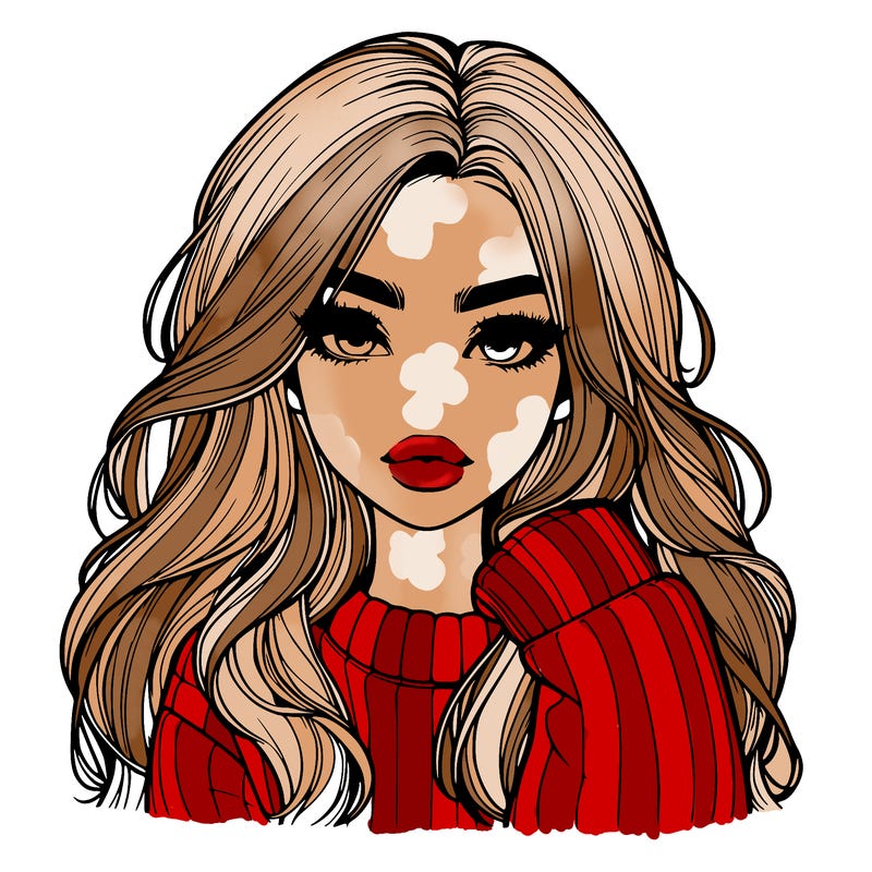 relistic girl with long hair and lips wearing sweater