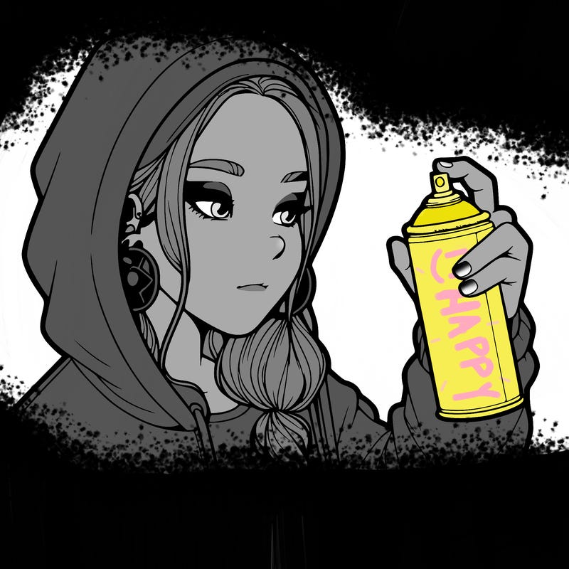 a realistic girl, spray painting