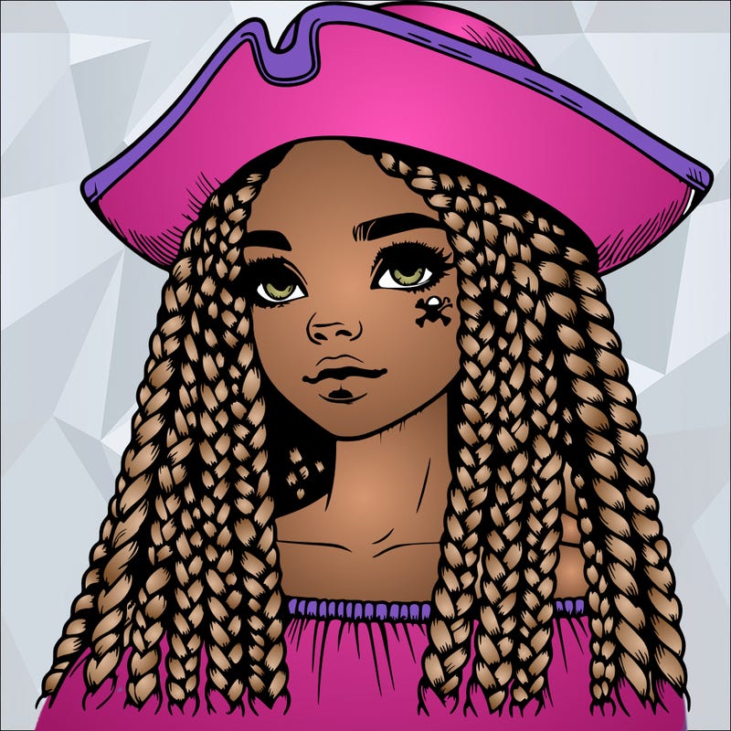 realistic girl with box braids and i realistic pirate hat