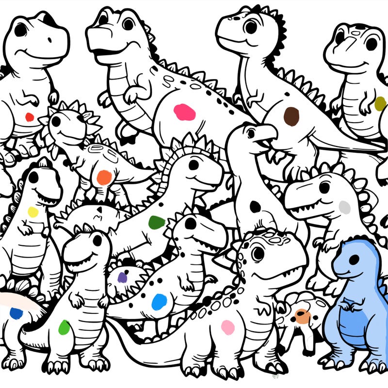 a bunch of dinosaurs