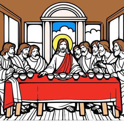 jesus shares the last supper with twelve apostles