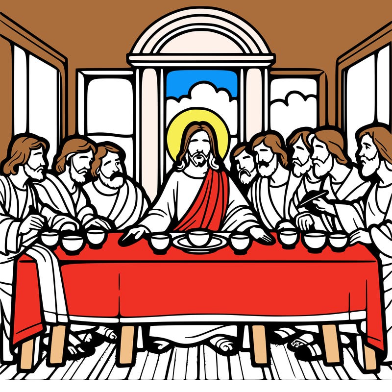 jesus shares the last supper with twelve apostles
