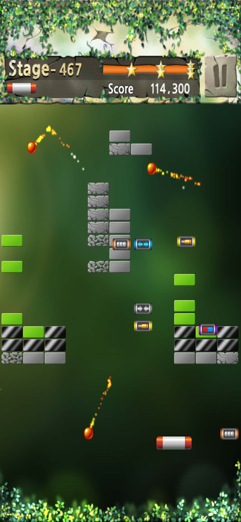 Bricks Breaker King arcade gameplay showing stage 467 with bouncing balls and breaking bricks