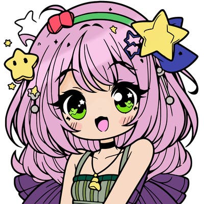 cute anime girl with star accessories
