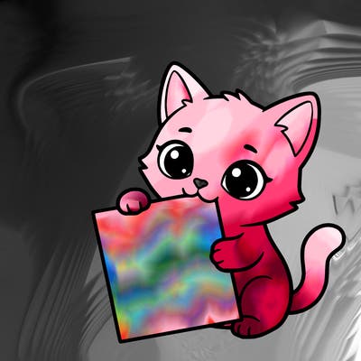 a small cat with a blank sheet of paper in its hand. the cat is sooooooo cute!