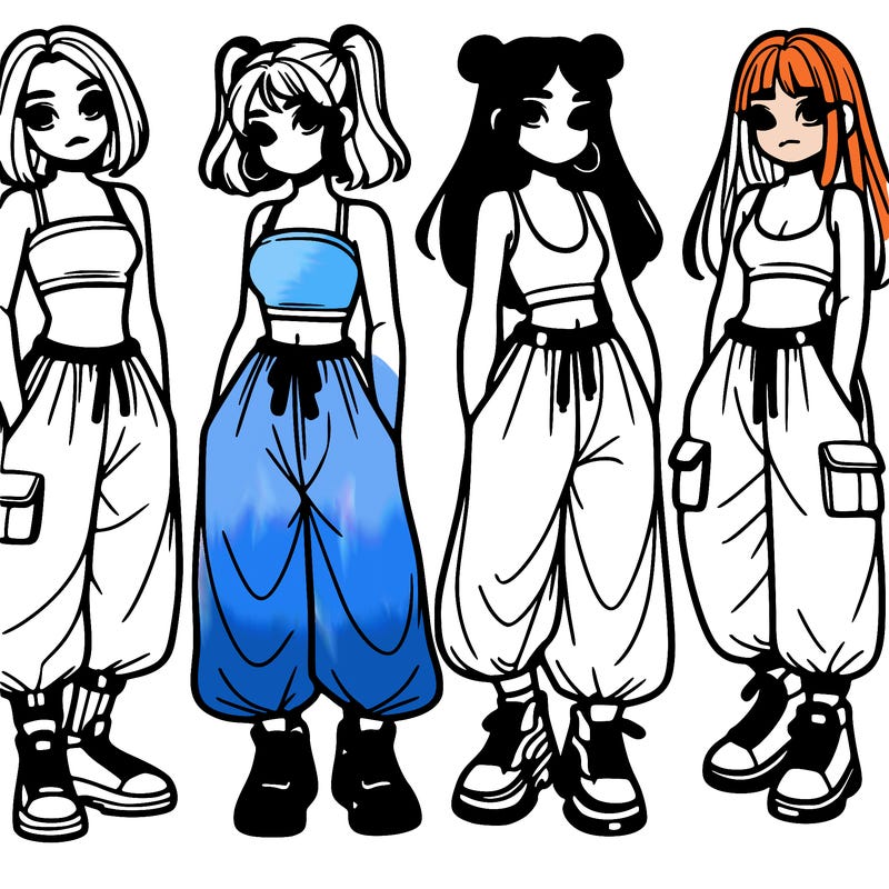 girls with crop top with baggy pants