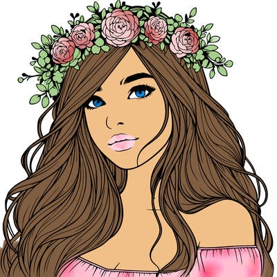 realistic girl with flower crown