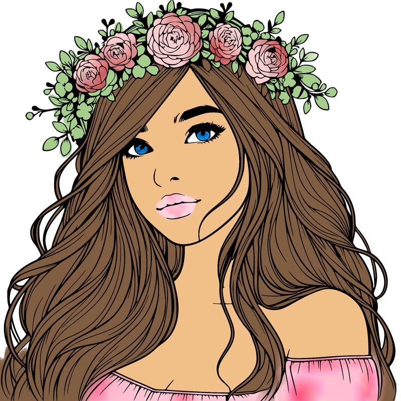 realistic girl with flower crown