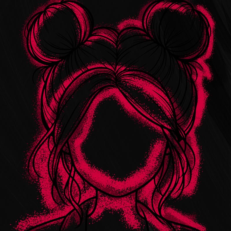 realistic girl with buns on the top of her hair