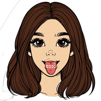 realistic girl with her tongue out