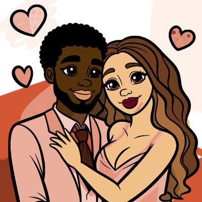 black man and white women in love realistic