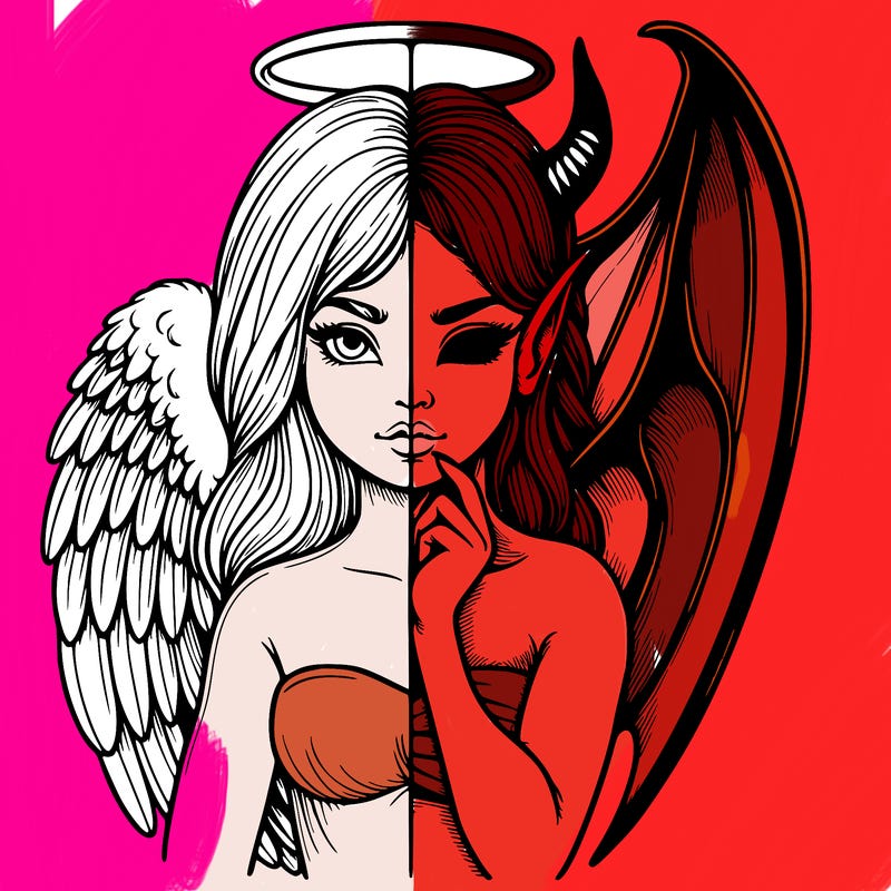 realistic angel half demon