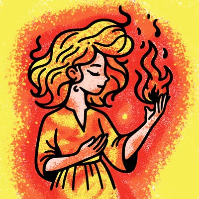 woman with fire