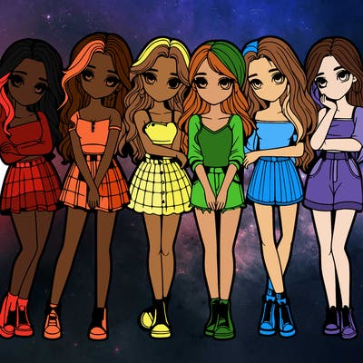 a group of girls realistic