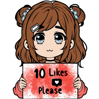 a girl with a sign saying 10 likes please