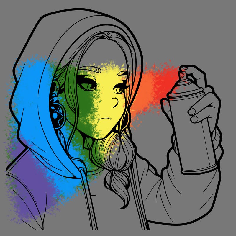 a realistic girl, spray painting