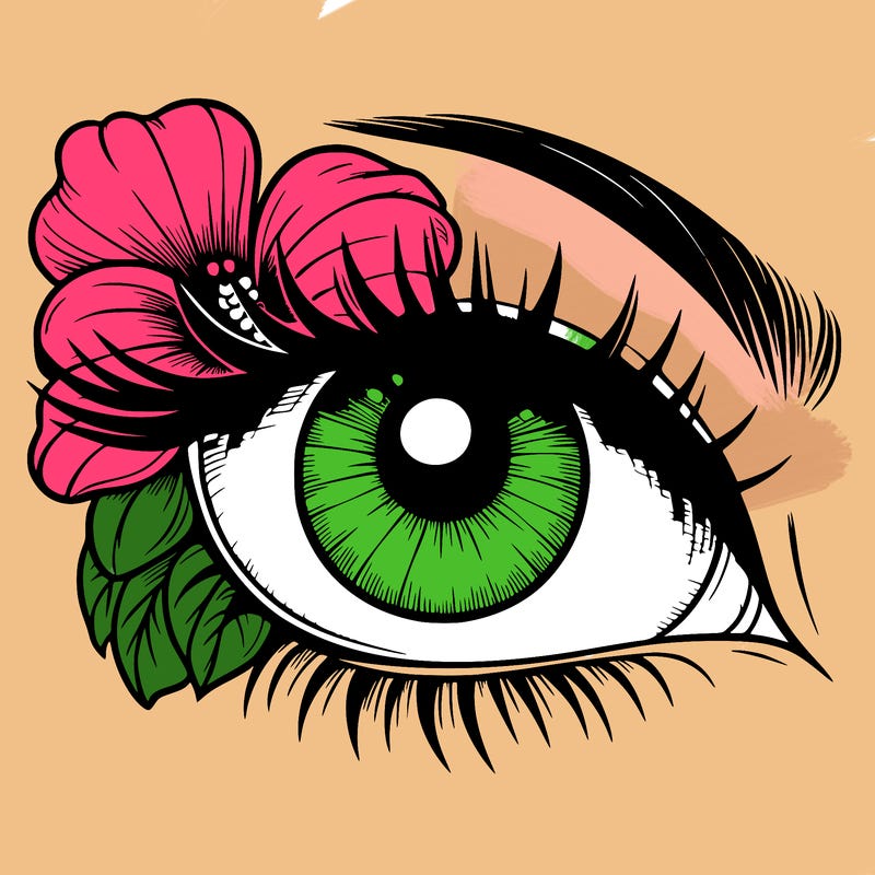 realistic eye with flower