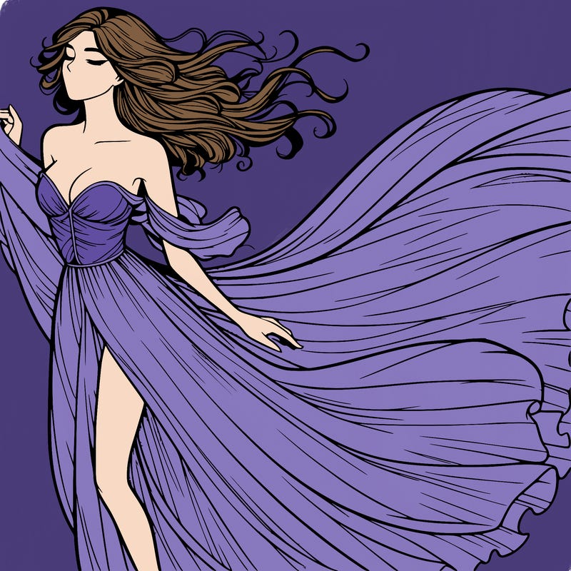 realistic woman in dress flowing the the wind