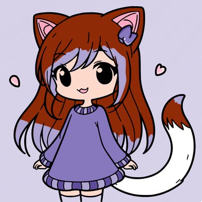 girl with cat ears and tail