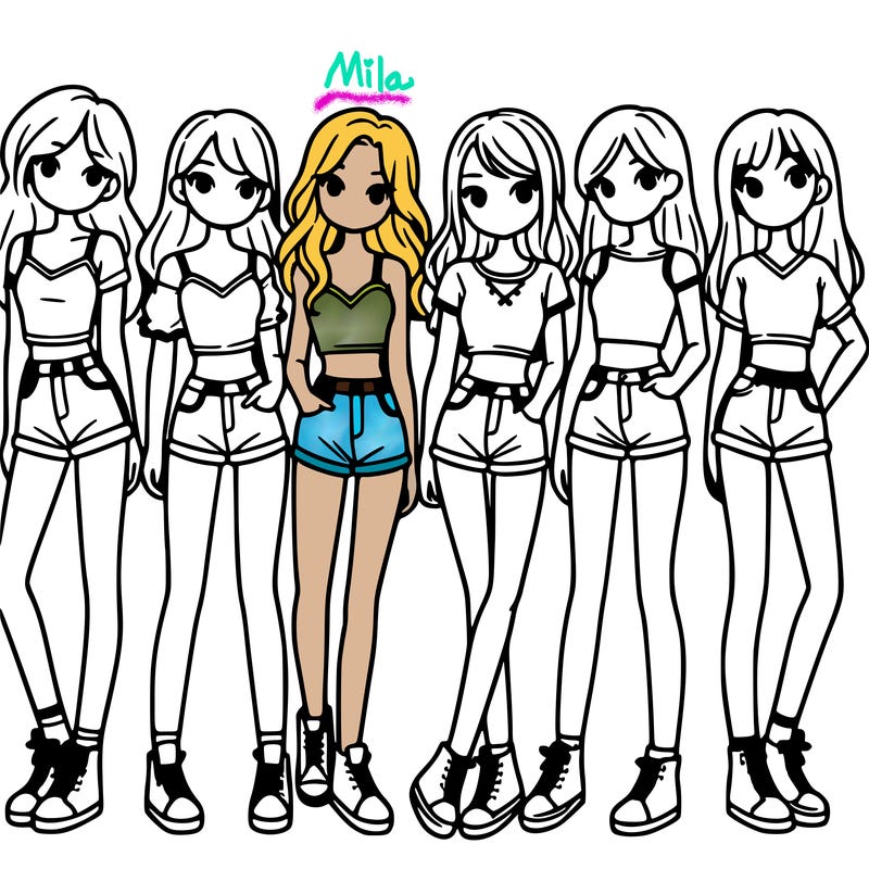 a group of girls wearing crop tops and shorts