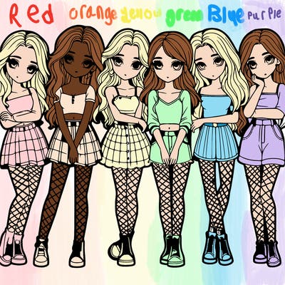a group of girls realistic