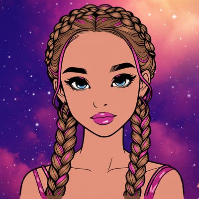 realistic girl with braids