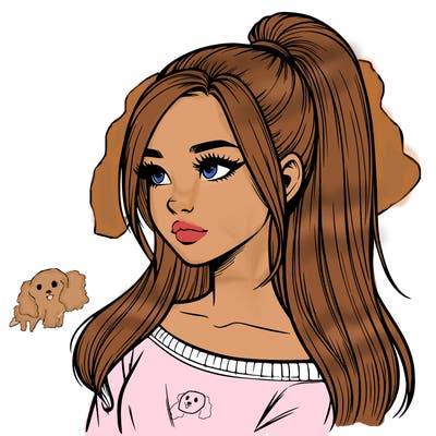 realistic girl with a high ponytail