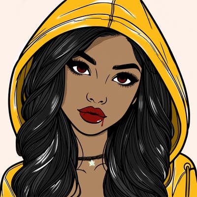 realistic beautiful girl with a hood on