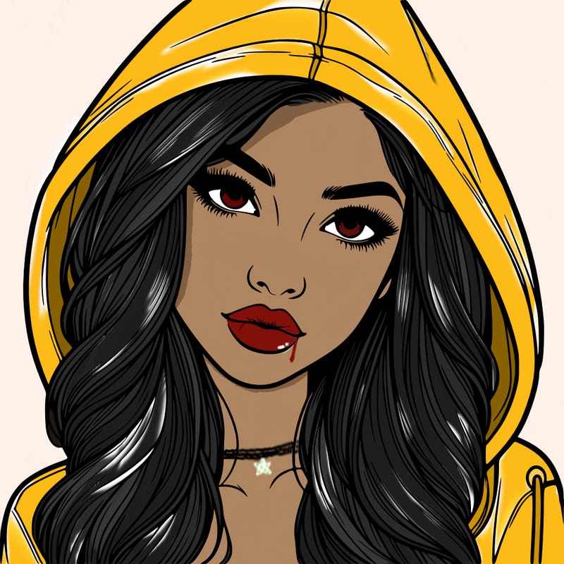 realistic beautiful girl with a hood on
