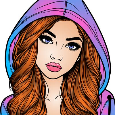 realistic beautiful girl with a hood on