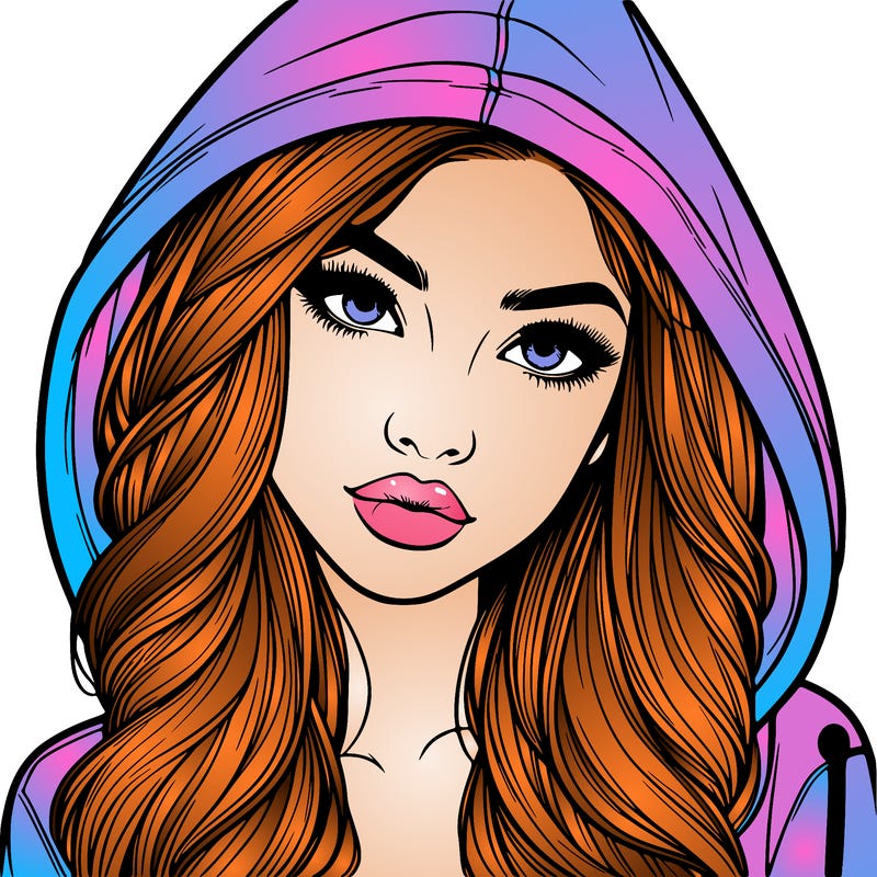 realistic beautiful girl with a hood on