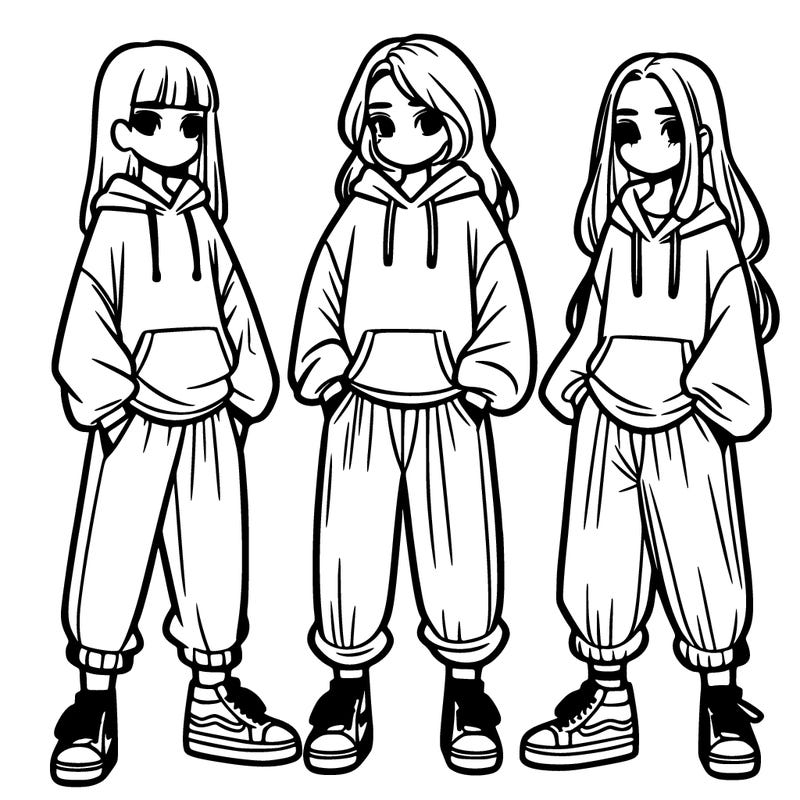 teenage girls wearing baggy clothes