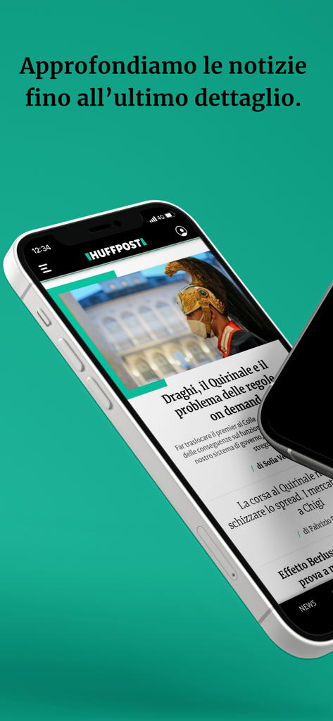HuffPost Italia - HuffPost Italia mobile news app displaying an article on a smartphone screen