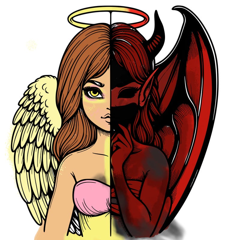 realistic angel half demon