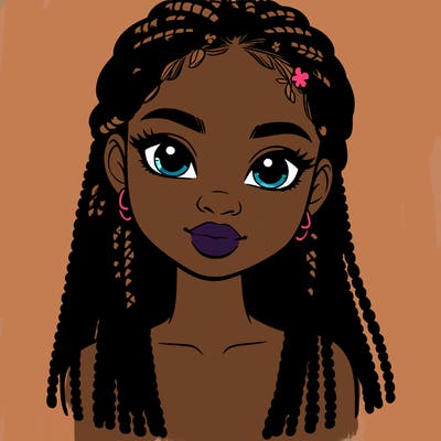 a realistic black girl with braids