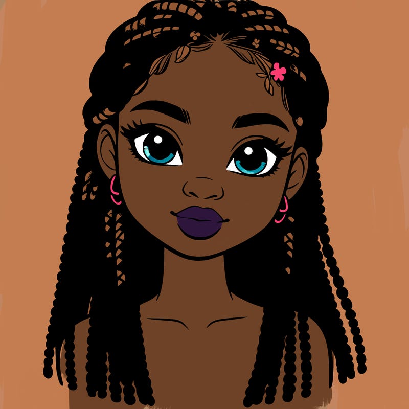 a realistic black girl with braids