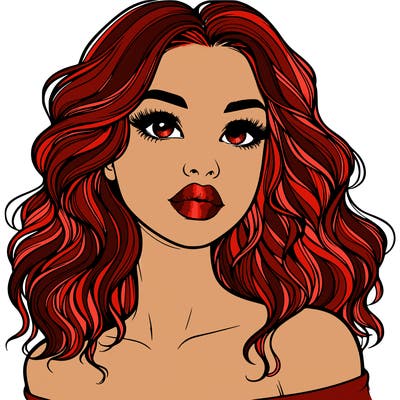 realistic girl with wavy hair and lips