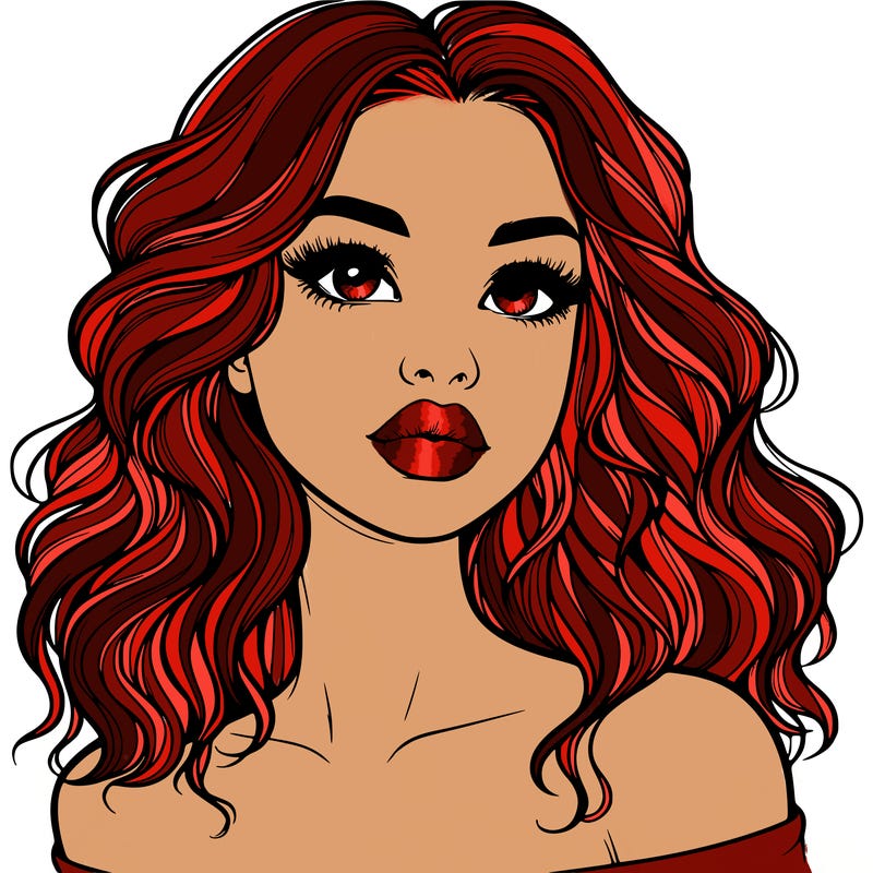 realistic girl with wavy hair and lips
